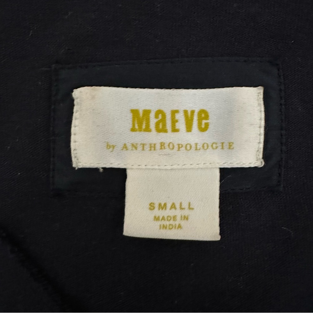 Anthropologie Women’s Maeve Black Cotton V-Neck Ruffle Hem Top Blouse Size S - Picture 4 of 12